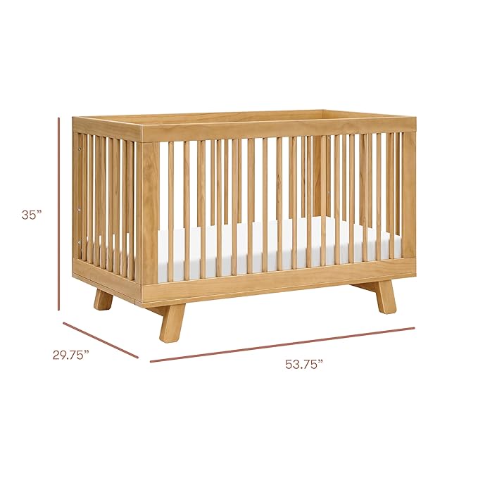 babyletto Hudson 3-in-1 Convertible Crib with Toddler Bed Conversion Kit in Honey, Greenguard Gold Certified