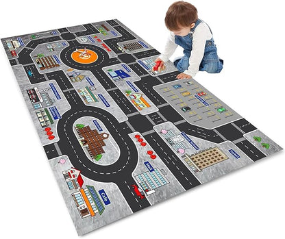 Kids Rug Play Mat Great for Playing with Cars and Toys,Educational Kid Road and Traffic City Life Carpet,Children Baby Fun Throw Rug for Bedroom Play Room,24X35Inch/60X90CM