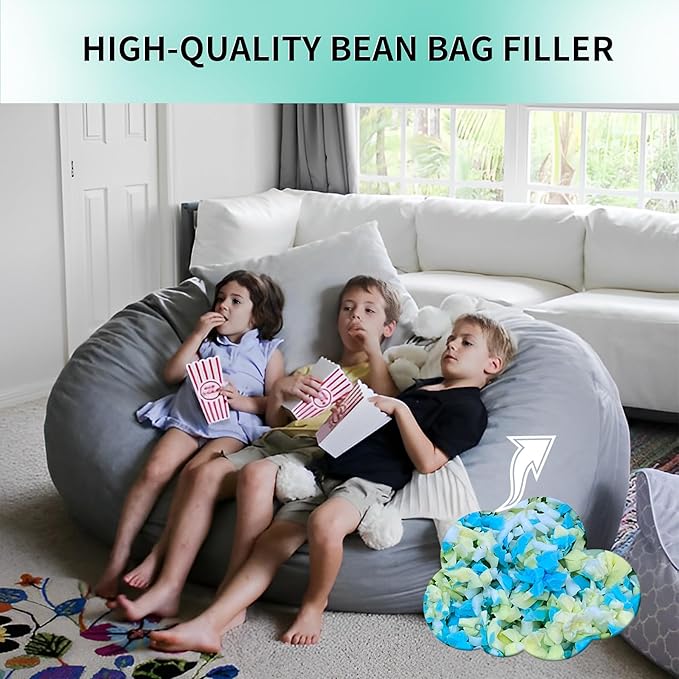 5lbs Shredded Memory Foam Filling for Bean Bag Filler, Premium Soft Filling,without Added Gel Particles,Very Suitable for Filling Bean Bags and Pillows