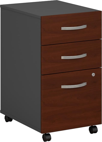 Bush Business Furniture Series C Mobile Under Desk Arrives Fully Assembled | Stylish 3 Drawer File Cabinet for Professional or Home Office, Hansen Cherry