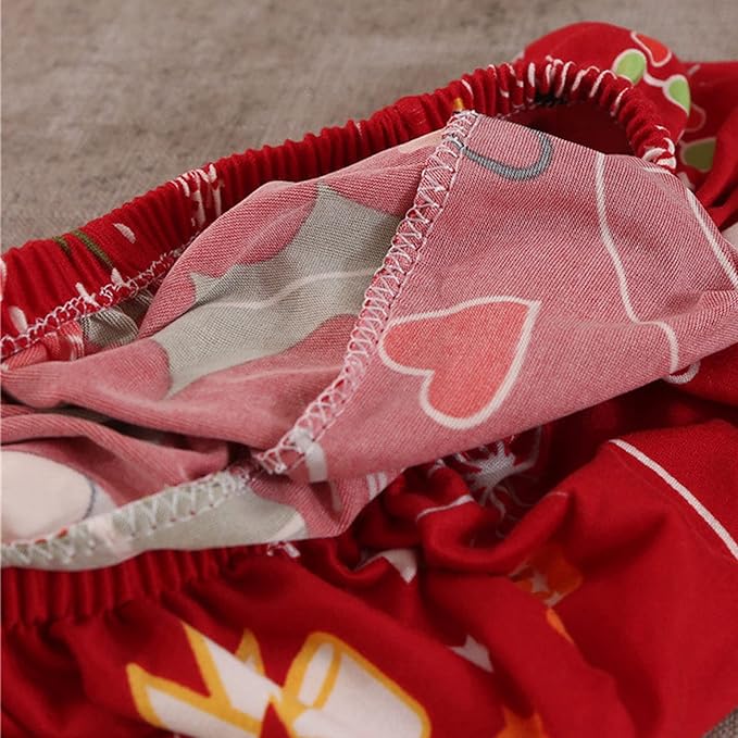 Mybedsoul Christmas Printed Sofa Cover Santa Claus Elastic Couch Cover Machine Washable Christmas Theme Red Sofa Slipcover for Living Room(2 Seater/Loveseat)