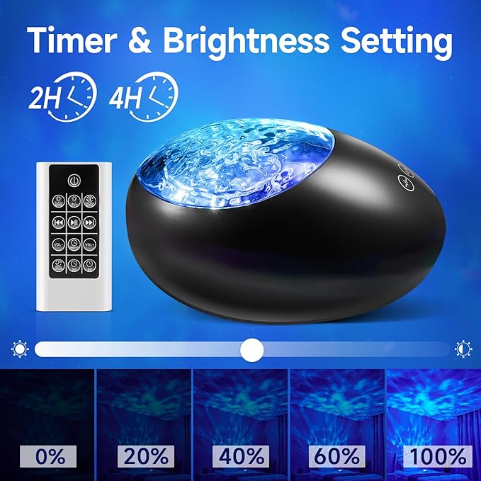 One Fire Gifts Box Galaxy Projector Light with 10 White Noise & Bluetooth Music, Remote Timer Galaxy Lights for Bedroom, Room Decor