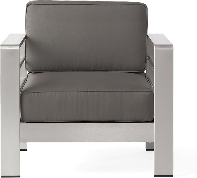 Christopher Knight Home Cape Coral Outdoor Chat Set with Fire Table, 5-Pcs Set, Khaki / Light Grey