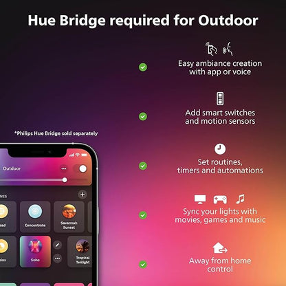 Philips Hue Amarant Outdoor Smart Light Bar, Black - 20W, White and Color Ambiance LED Light - 1 Pack - Requires Hue Bridge and Outdoor Power Supply - Control with Hue App and Voice - Weatherproof