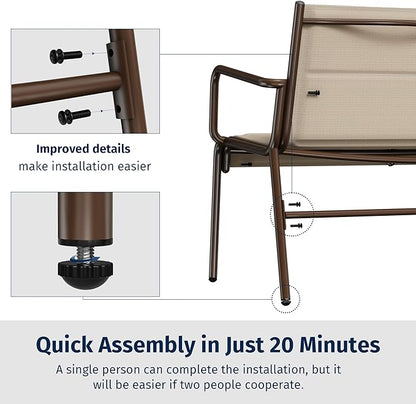 EAST OAK Outdoor Conversation Waterproof patio furniture set, 4-Pieces, Beige