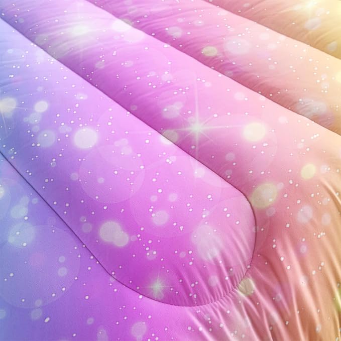 Rainbow Comforter Set 5 pcs Full,Pink Bedding,Bed in A Bag 5 pcs Rainbow Comforter,Kids Princess Comforter Set Full,Rainbow Bedding for Teen Girls Adults