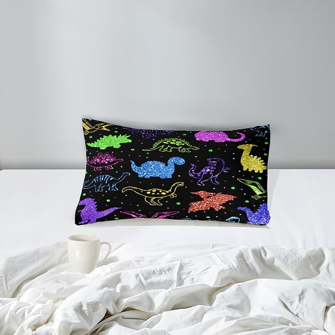 Dinosaur Twin Bedding Set, Cartoon Kids Bedding Dinosaur Twin Size Comforter Set for Boys Teen Soft Breathable Black Dinosaur Comforter Set Twin (1 Comforter 1 Pillowcase)