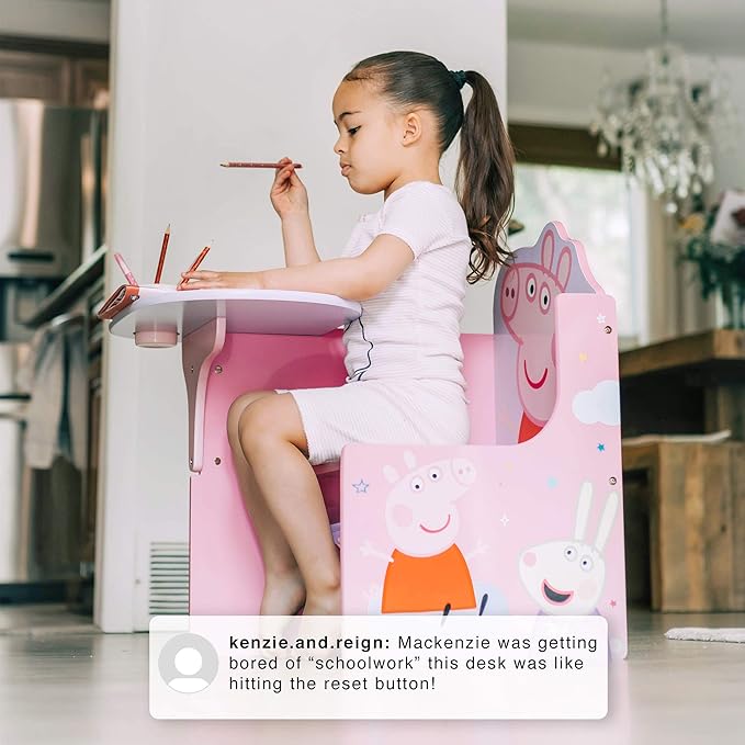 Delta Children Chair Desk with Storage Bin - Ideal for Arts & Crafts, Snack Time, Homeschooling, Homework & More, Peppa Pig