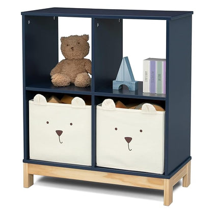 Delta Children babyGap Charlie 6-in-1 Convertible Crib + Brannan Bear Bookcase with Bins + Brannan Bear Wall Shelf with 4 Hooks, Navy (Bundle)