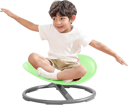 Autism Kids Swivel Chair,Sit and Spin Chair for Kids,ADHD Sensory Integration Therapy,Training Body Coordination,Wobble Disk for Toddlers,Improve Focus,Metal Base Non Slip Safer（Green）