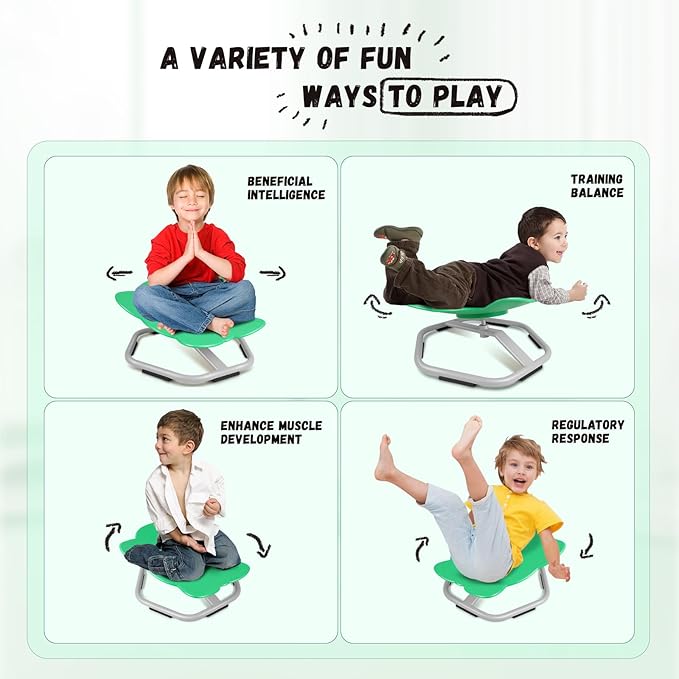 Elephant Kids Swivel Chair, Seat and Spinning Chair, Body Coordination Training Chair, Green Non Slip Sensory Toys 360° Spinning Chair for Autistic Kids Aged 3+, Improving Toddler's Physical Fitness