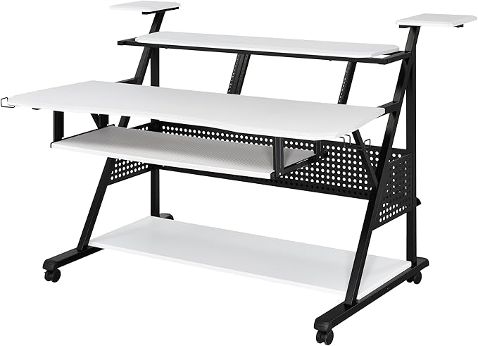 NicBex Laik-DW-00055-DX Desks, 67" W x 38" D x 42" H, White+Black