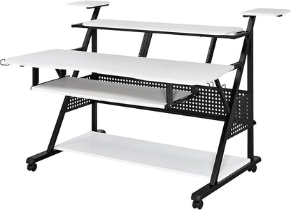 NicBex Laik-DW-00055-DX Desks, 67" W x 38" D x 42" H, White+Black