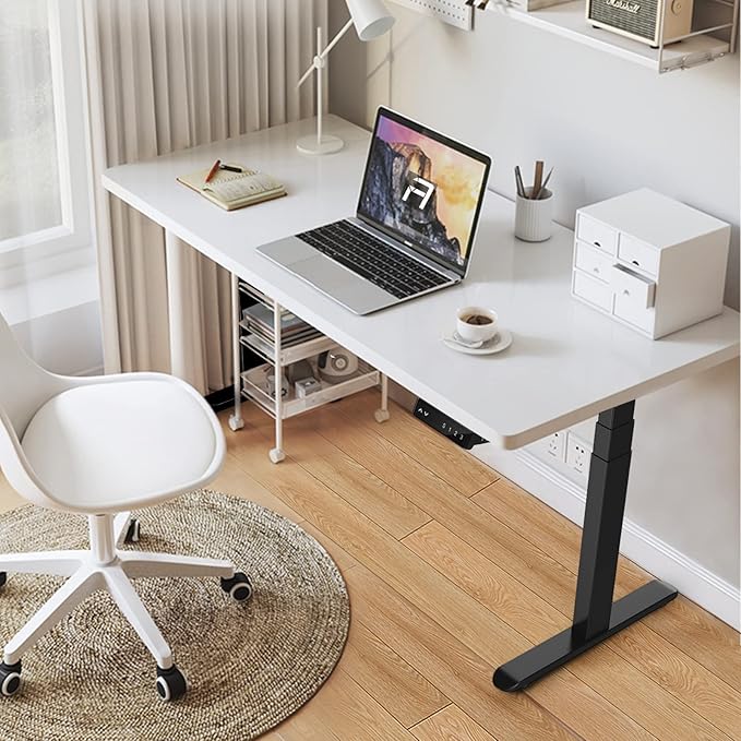 AIMEZ0 Dual Motor Sit Stand Desk Adjustable Electric Standing Desk Frame with LCD Touch Screen Adjustable Height 27.4-45.6 inches for Home & Office Table Black