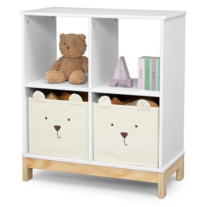 Delta Children babyGap Oxford 6-in-1 Convertible Crib + Brannan Bear Bookcase with Bins + Brannan Bear Wall Shelf with 4 Hooks, Bianca White/Natural (Bundle)