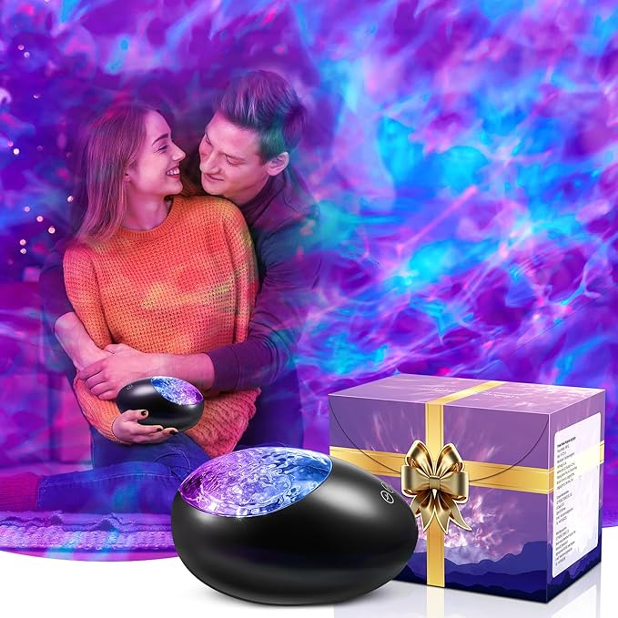 One Fire Gifts Box Galaxy Projector Light with 10 White Noise & Bluetooth Music, Remote Timer Galaxy Lights for Bedroom, Room Decor