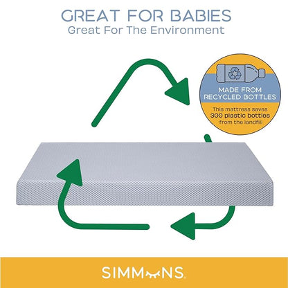 Delta Children Brooks 6-in-1 Convertible Crib, Bianca White + Simmons Kids Quiet Nights Breathable Crib Mattress with Removable/Machine Washable Cover (Bundle)