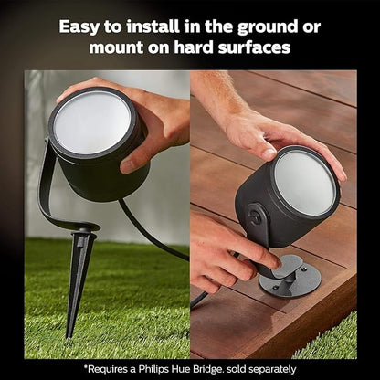 Philips Hue Lily XL Outdoor Smart Spot Light - White & Color Ambiance LED Walkway Lights - Low Voltage Lighting - 1 Pack - Requires Bridge and Power Supply - Control with App and Voice - Weatherproof