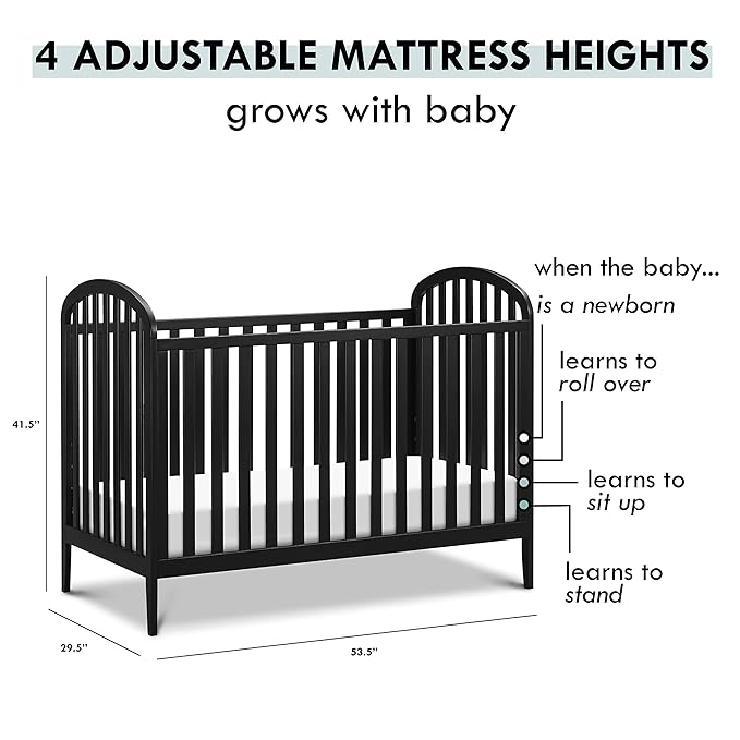 DaVinci Beau 3-in-1 Convertible Crib in Ebony, Greenguard Gold Certified