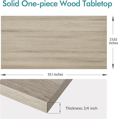 Kaboon Universal Tabletop 59.1"x23.62", Solid One-Piece Melamine Table Top, Double Desk L-Desk DIY, Home and Office Countertop, Oak