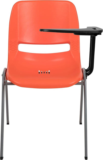 Flash Furniture HERCULES 5 Pack Orange Ergonomic Shell Chair with Left Handed Flip-Up Tablet Arm