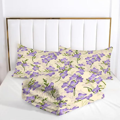 kxry Purple Flower Comforter Sets Bedding Sets Full Size Comforter Set for Girls Women Kids 1 Comforter + 2 Pillow Case