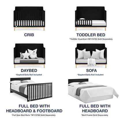 babyGap by Delta Children Oxford 6-in-1 Convertible Crib TrueSleep 2-Stage Deluxe Crib and Toddler Mattress (Bundle), Ebony/Natural