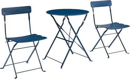 Crosley Furniture CF7390-NV Karlee Retro Metal Indoor/Outdoor 3-Piece Bistro Set with Table and 2 Chairs, Navy