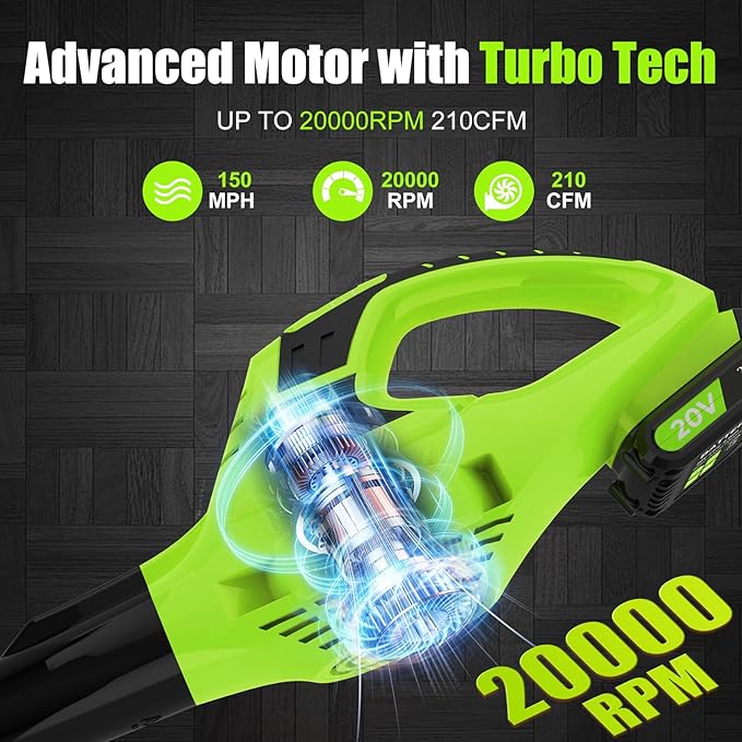Leaf Blower Cordless, 21V Handheld Electric Leaf Blower with Battery and Charger, Lightweight Battery Powered Leaf Blowers for Lawn Care,Patio,Yard,Sidewalk