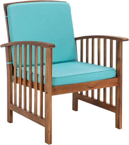 SAFAVIEH Outdoor Collection Rocklin Natural/ Aqua Cushion 4-Piece Conversation Patio Set