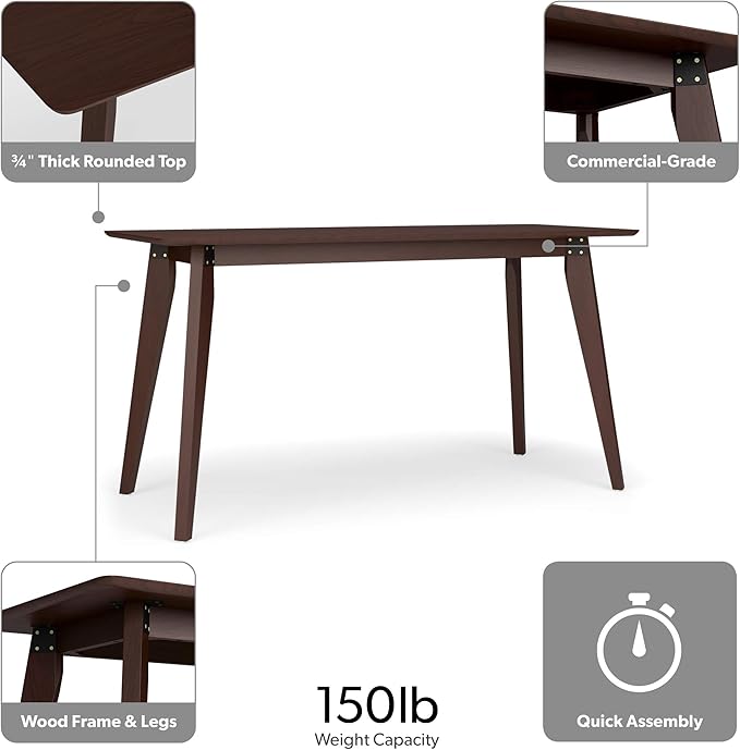 HON Basyx BSX55WPLMWMW Modern Home Office Wood Computer Desk, 55", Walnut