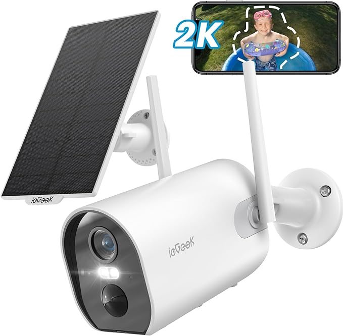 2K Solar Camera Security Outdoor with Spotlight & Siren, AI Detection Wireless Cameras for Home Security, 3MP Color Night Vision/2-Way Talk/Compatible with Alexa