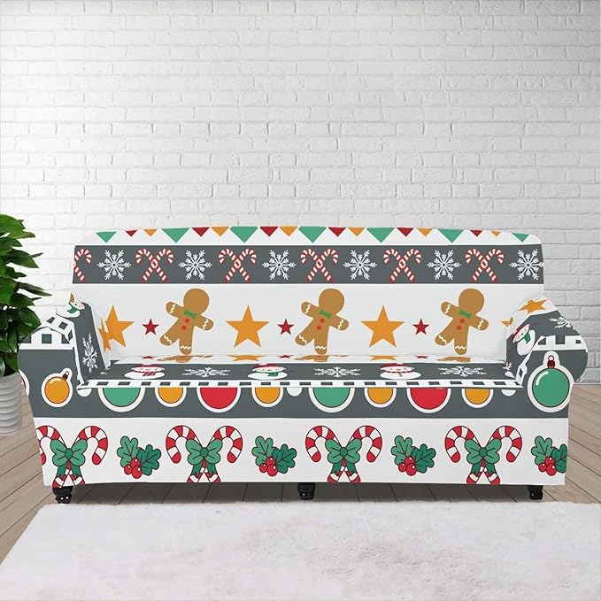 FKELYI Christmas Sofa Furniture Protector for Indoor Easy Going Stretch Sofa Slipcover Non-Slip Sofa Slicpovers Washable Sofa Couch Cover XL