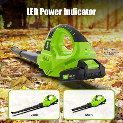 Leaf Blower Cordless,4.0Ah 21V Handheld Electric Leaf Blower with Battery and Charger, 2 Speed Mode, Lightweight Battery Powered Blowers for Lawn Care, Patio, Yard, Sidewalk,Snow Blowing