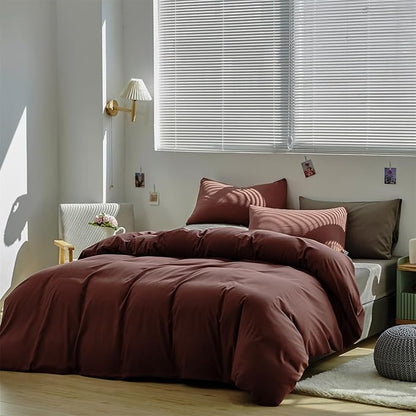 Brick Red Comforter Set Cal King Clay Red Color Bedding Set 3 Pieces Solid Color Women Blanket Set Solid Brick Red Comforter Set Cal King Dark Red Blanket Set Girls Comforter Set