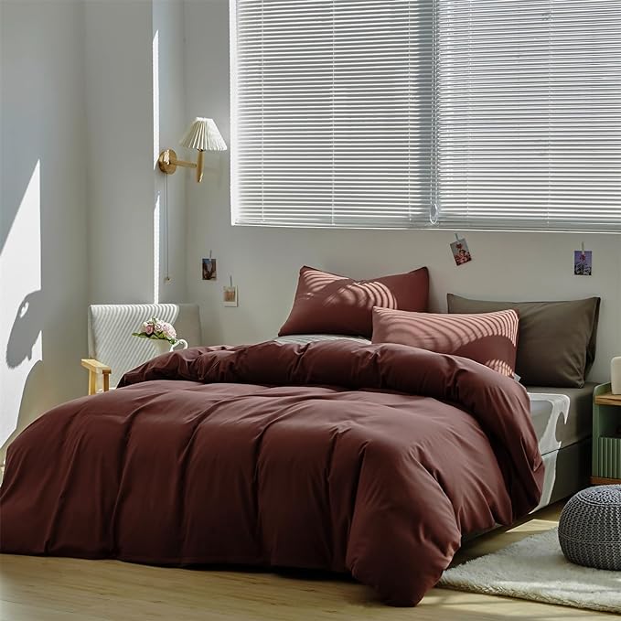 Brick Red Comforter Set Full Clay Rust Red Color Bedding Set 3 Pieces Solid Color Women Rust Red Blanket Set Solid Brick Red Comforter Set Full Size Breathable Soft Bed Comforter Set