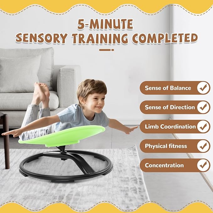 Zhenx Spinning Chair for Kids, Autism Kids Swivel Chair, Kids Sensory Chair, Spinning Chair for Autistic Kids & ADHD Children, Sit and Spin Training Body Coordination(Green)