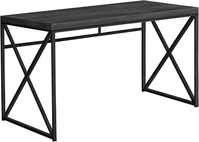 Monarch Specialties Modern Industrial Style-Home & Office Writing Table with Sturdy Crisscross Metal Computer Desk, 48" L, Black Reclaimed Wood-Look/Black Frame