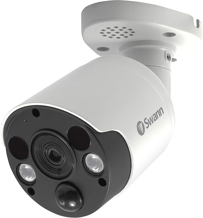 Swann Home Security Camera, POE Cat5e NVR 4K HD Video, Indoor or Outdoor Wired Surveillance CCTV, Color Night Vision, Heat Motion Detection, LED Lights, Metal Housing, Face Recognition, 2-Way Talk