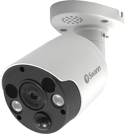 Swann Home Security Camera, POE Cat5e NVR 4K HD Video, Indoor or Outdoor Wired Surveillance CCTV, Color Night Vision, Heat Motion Detection, LED Lights, Metal Housing, Face Recognition, 2-Way Talk