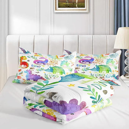 CVHOUSE Dinosaur Bedding Set,Dinosaur Comforter,Dinosaur Comforter Set Twin,Microfiber Quilt Set with 1 Comforter and 2 Pillow Cases- 3 Piece