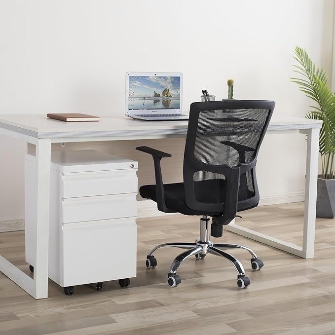 Mobile File Cabinet Under Desk, 3 Drawers Metal File Cabinet with Wheels, Rolling Filing Cabinets with Lock for Home Office Letter/Legal/A4