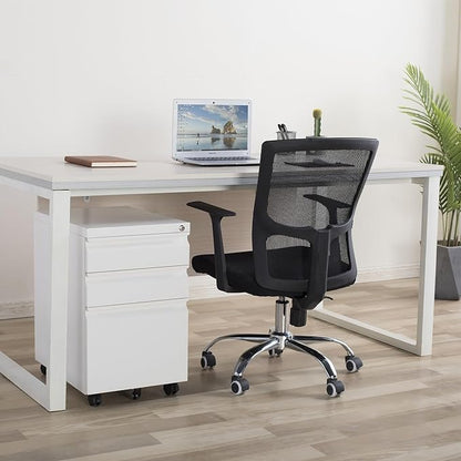 Mobile File Cabinet Under Desk, 3 Drawers Metal File Cabinet with Wheels, Rolling Filing Cabinets with Lock for Home Office Letter/Legal/A4