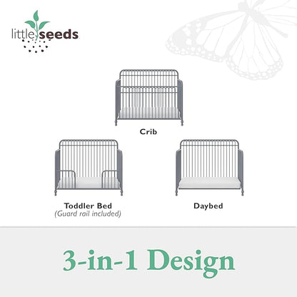 Little Seeds Ivy 3-in-1 Convertible Metal Crib, Dove Gray