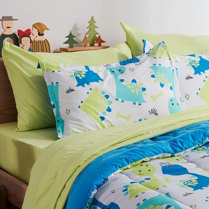 SLEEP ZONE Kids Bedding Twin Comforter Set - Cute Printed for Boys, Girls, Teens, Super Soft, Fade Resistant, Cute Dino, Twin