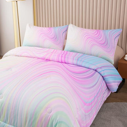 Bodhi Twin Size Comforter Set for Girls,5 PCS Bed in A Bag Girls Pink Bedding Comforter Sheet Set for Kids,Girls Bedding Set,twin size bed set for girls