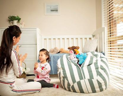 WEKAPO Stuffed Animal Storage Bean Bag Chair Cover for Kids | Stuffable Zipper Beanbag for Organizing Children Plush Toys Large Premium Cotton Canvas (Gray, X-Large)