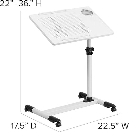 Flash Furniture Macon White Adjustable Height Steel Mobile Computer Desk