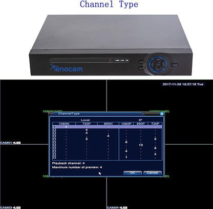 4CH 1080N Hybrid 5-in-1 AHD DVR (1080P NVR+1080N AHD+960H Analog+TVI+CVI) Standalone DVR CCTV Surveillance Security System Video Recorder Motion Detection， Hard Drive not Included