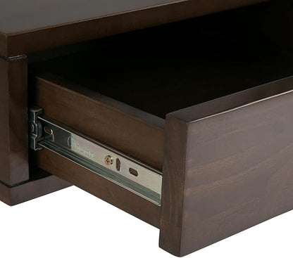 SIMPLIHOME Aleck SOLID WOOD 36 inch Wide Home Office Desk, Writing Table, Workstation, Study Table Furniture in Warm Walnut Brown with 2 Drawers